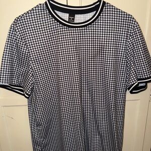 Men's Black & White Houndstooth Short Sleeve Crewneck Shirt